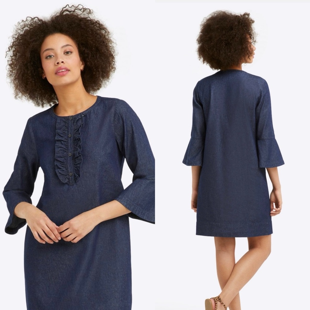 NWT Draper James Chambray Ruffle Shirt Dress | size 6